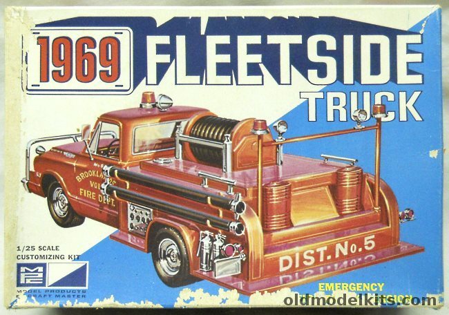 MPC 1/25 1969 Chevorlet Fleetside Pickup Stock Or Fire Truck, 869-200 plastic model kit